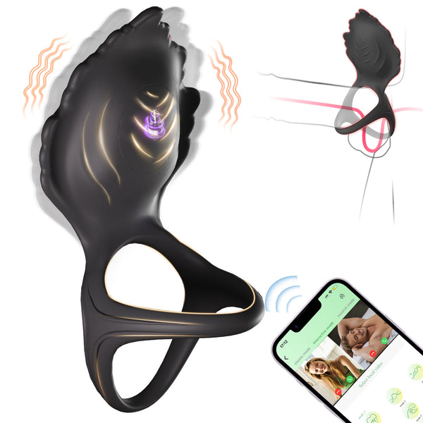 Vibrating Cock Ring with Clitoral Stimulator, 3 in 1 Pleasure Penis Ring Vibrator Couples Adult Sex Toys for Men Women, LITLLS 9 Vibrations Male Couple Sex Toy Game for Men Erection Sex Kinky