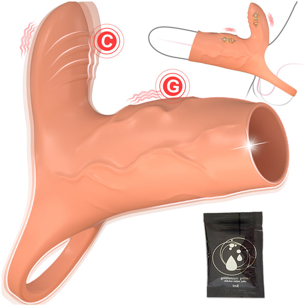 Vibrating Penis Sleeve Cock Ring with Clitoral Stimulator, Penis Ring Vibrator Extender for G Spot Stimulation, Couples Adult Sex Toys for Men Women, MHYNNR Girth Enhancer Sleeve Male Couple Sex Toy