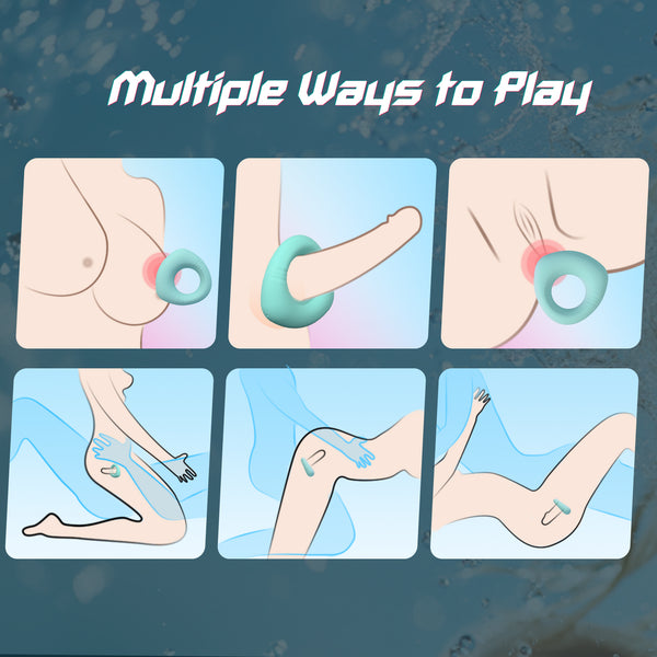 Full Liquid Silicone Soft Vibrating Cock Ring, 0.09LB Mint Green APP Pleasure Penis Ring Vibrator Couples Adult Sex Toys for Men Women, HOESDIK 10 Vibrations Male Couple Sex Toy Game for Men Erection