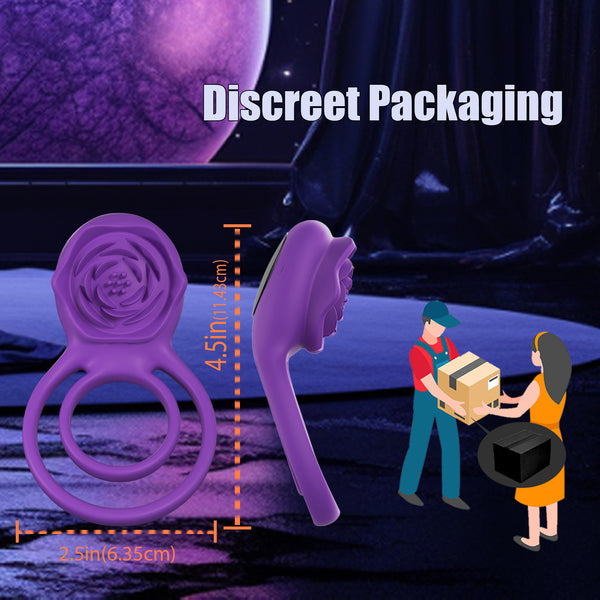 Vibrating Cock Ring with Rose Clitoral Stimulator, Pleasure Penis Ring Vibrator Couples Adult Sex Toys for Men Women, 7 Vibrations Male Couple Sex Toy Clitoris Vibrator, Cock Rings Vibrators for Men