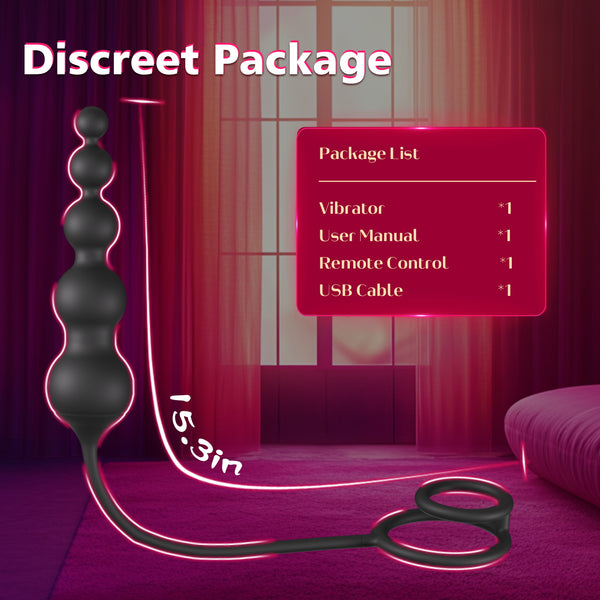 Anal Beads Couples Male Adult Sex Toys - Vibrating Anal Butt Plug with Cock Ring, Strap On Anal Dildo, Remote Control APP Prostate Massager Penis Ring Vibrator with 9 Vibrations, HNNPY Sex Toy for Men