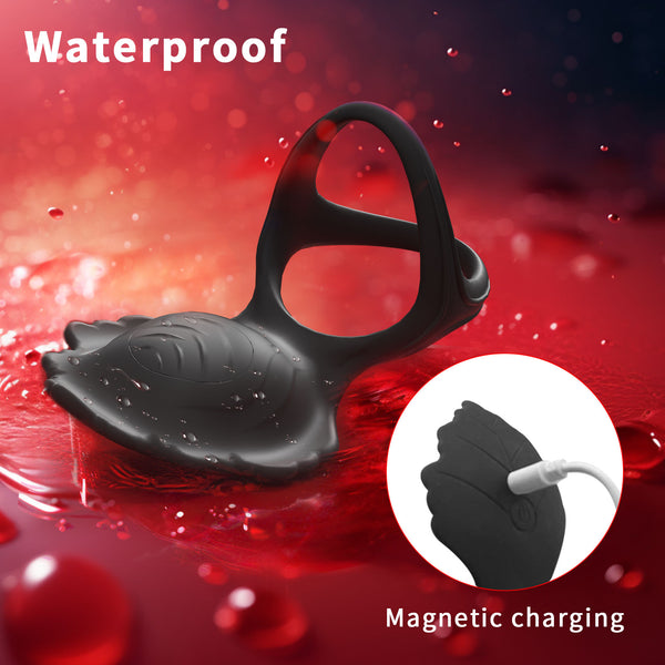 Vibrating Cock Ring with Clitoral Stimulator, 3 in 1 Pleasure Penis Ring Vibrator Couples Adult Sex Toys for Men Women, LITLLS 9 Vibrations Male Couple Sex Toy Game for Men Erection Sex Kinky