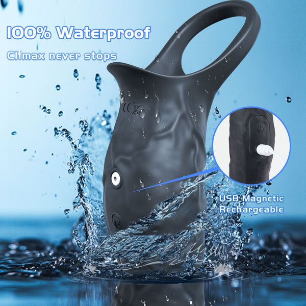 Couples Male Adult Sex Toys - All Liquid Silicone Soft Vibrating Penis Sleeve Cock Ring, Pleasure Penis Ring Vibrator Penis Extender for Penis Testicles G Spot Stimulation, LNIIY Sex Toy Game for Men