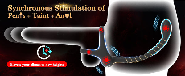 Anal Adult Sex Toys for Men, 4 in 1 Prostate Massager Male Couples Sex Toy with Vibrating Cock Ring Taint Stimulator, HOESDIK APP Remote Control Anal Butt Plug Penis Ring Vibrator, Anal Beads