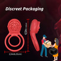 Vibrating Cock Ring with Rose Clitoral Stimulator, Pleasure Penis Ring Vibrator Couples Adult Sex Toys for Men Women, 7 Vibrations Male Couple Sex Toy, Light Rose