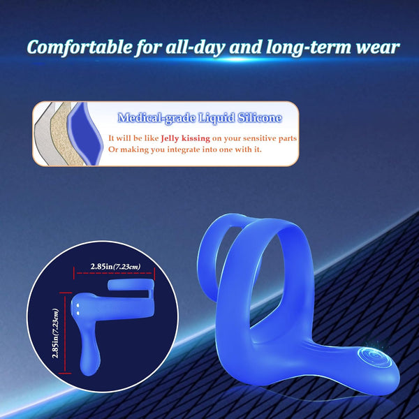 Couples Adult Sex Toys for Men - Silicone Penis Ring Male Couple Sex Toy, Remote Control Vibrator with 9 Vibrations, MOVGANI Cock Ring Taint Stimulator Adult Sex Games for Couples Mens Kinky Pleasure