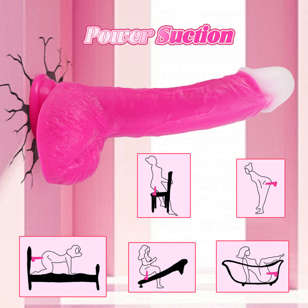 Thrusting Soft Pink Liquid Silicone Jelly Dildo, Suction Cup Fantasy Anal G Spot Rotating Vibrating Realistic Strap On Dildo, Remote Control Vibrator, YUKZEN Women Female Couples Adult Sex Toys Games