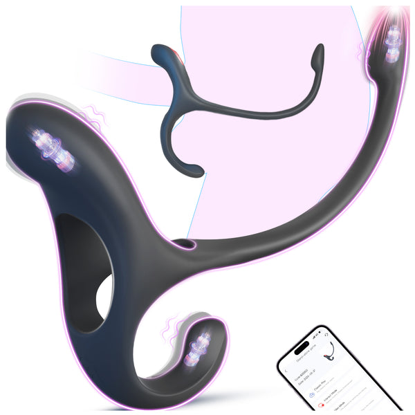 Analplug Prostata Hoden Stimulation Männer mit Penisring Klitorisstimulator, Anal Butt Plug Dildo Sex Spielzeug für die Männer Paare Frauen, Penis Ring Vibrator App, Cockring Sexspielzeug Vibration