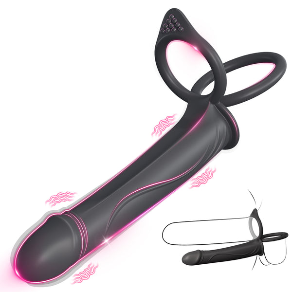 Anal Couples Male Adult Sex Toys - Strap On Anal Dildo with Vibrating Cock Ring, Vibrating Anal Butt Plug Penis Sleeve Vibrator Sex Toy 10 Vibrations, LNIIY Double Dildo for Men Couple Women Pleasures