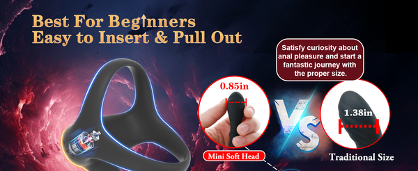 Anal Adult Sex Toys for Men, 4 in 1 Prostate Massager Male Couples Sex Toy with Vibrating Cock Ring Taint Stimulator, HOESDIK APP Remote Control Anal Butt Plug Penis Ring Vibrator, Anal Beads