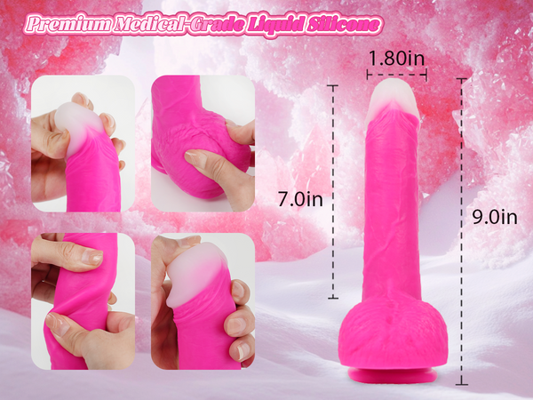 Thrusting Soft Pink Liquid Silicone Jelly Dildo, Suction Cup Fantasy Anal G Spot Rotating Vibrating Realistic Strap On Dildo, Remote Control Vibrator, YUKZEN Women Female Couples Adult Sex Toys Games
