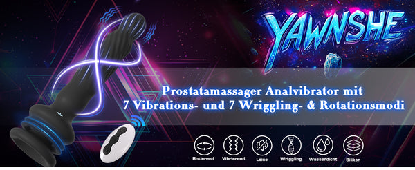 Analplug Sex Spielzeug für die Männer Frauen, Wriggelnde Rotierende Vibrierende Prostata Stimulation Männer Saugnapf mit Fernbedienung, YAWNSHE Anal Dildo Vibrator Analvibratoren für Mann Sexspielzeug