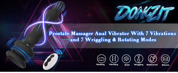 Anal Male Adult Sex Toys - Wriggling Rotating Vibrating Prostate Massager Anal Butt Plug Sex Toy for Men Women Couples, Porinda Remote Control Anal Dildo Vibrator with Suction Cup, 7 Modes Anal Beads