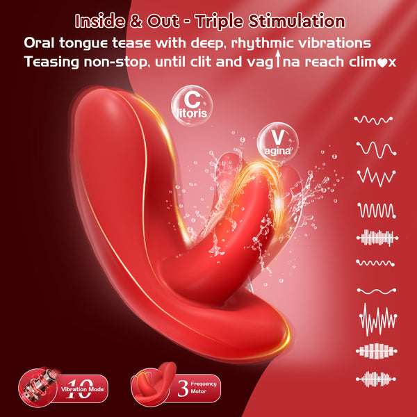 Tongue Oral Remote Control Wearable Vibrator, Couples Women Adult Sex Toys Games, APP Mini Panty Vibrator Clitoral Vaginal Stimulator, HOESDIK 10 Vibrations Couple Female Kinky Sex Toy Game Play