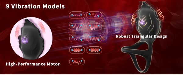 Vibrating Cock Ring with Clitoral Stimulator, 3 in 1 Pleasure Penis Ring Vibrator Couples Adult Sex Toys for Men Women, LITLLS 9 Vibrations Male Couple Sex Toy Game for Men Erection Sex Kinky