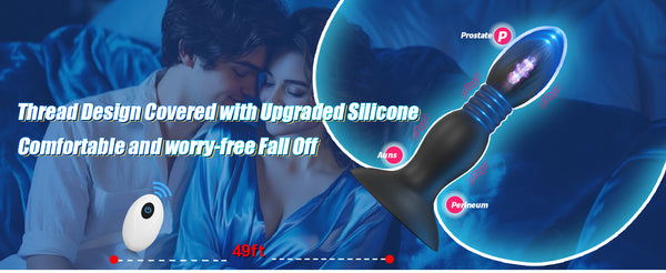 Thrusting Vibrating Anal Plug Sex Toys with Suction Cup, Remote Control Prostate Massager Butt Plug Vibrator, Anal Male Adult Sex Toy for Men Women Couples, HNNPY Anal Dildo Anal Trainer Game Play