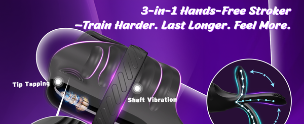 Adjustable Cock Ring with Vibrating Testicle Stimulator for Men Hands-Free Male Masturbation Vibrating Penis Training Device Adult Sex Toys for Men