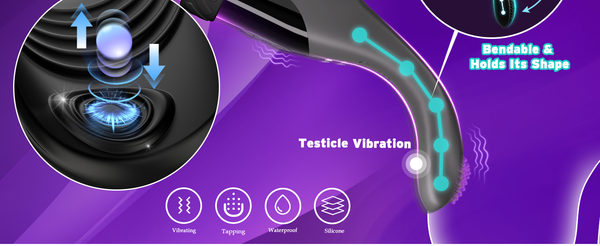 Adjustable Cock Ring with Vibrating Testicle Stimulator for Men Hands-Free Male Masturbation Vibrating Penis Training Device Adult Sex Toys for Men