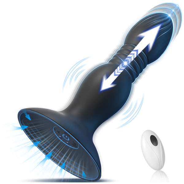 Thrusting Vibrating Anal Plug Sex Toys with Suction Cup, Remote Control Prostate Massager Butt Plug Vibrator, Anal Male Adult Sex Toy for Men Women Couples, HNNPY Anal Dildo Anal Trainer Game Play