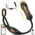 Thrusting Prostate Massager Anal Sex Toy with Vibrating Cock Ring Taint Testicle Stimulator, Remote Control APP Anal Butt Plug Dildo, Penis Ring Vibrator for Men, HNNPY Couples Male Adult Sex Toys