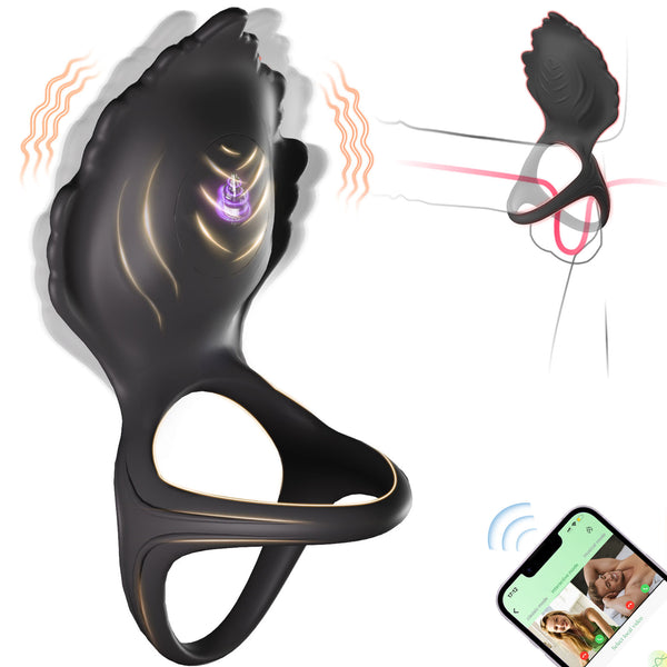 Vibrating Cock Ring with Clitoral Stimulator, 3 in 1 Pleasure Penis Ring Vibrator Couples Adult Sex Toys for Men Women, LITLLS 9 Vibrations Male Couple Sex Toy Game for Men Erection Sex Kinky