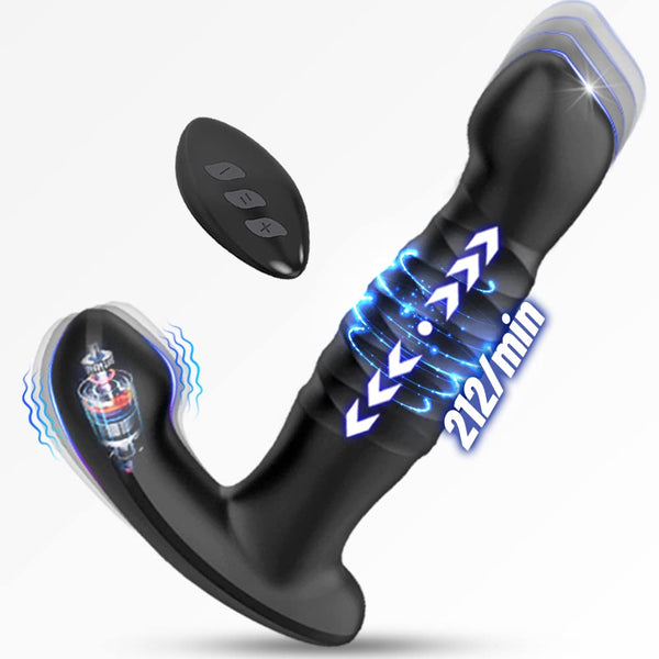 Thrusting Anal Vibrator Prostate Massager,FEREWA Dual Motors Anal Plug Toy with Remote Control G spot Vibrator Stimulator with 7 Thrusting & Vibration Modes,Male Anal Sex Toys for Women Men Couples