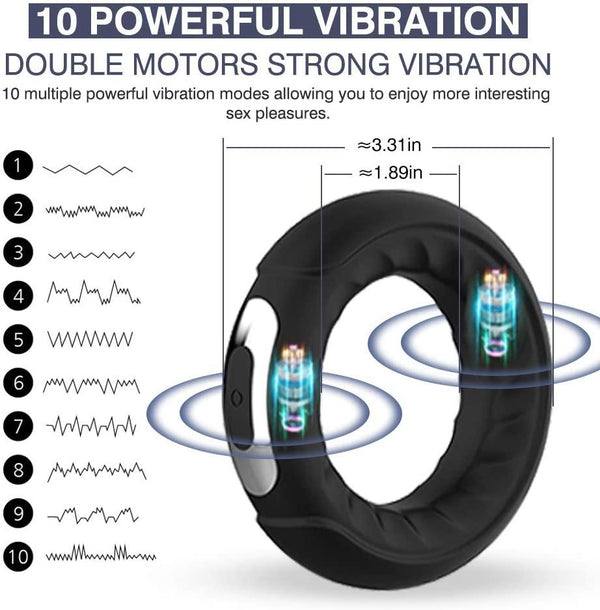 CHEVEN Dual Motors Couple Vibrator Vibrating Penis Ring - loveorl