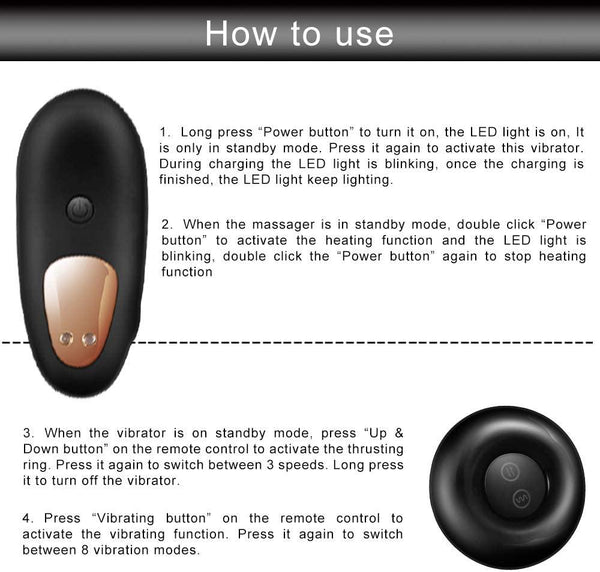 CHEVEN Vibrating Anal Vibrator Prostate Massager with Thrusting Ring Up & Down - loveorl
